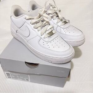 Kids White Nike Air Force 1 Sneakers